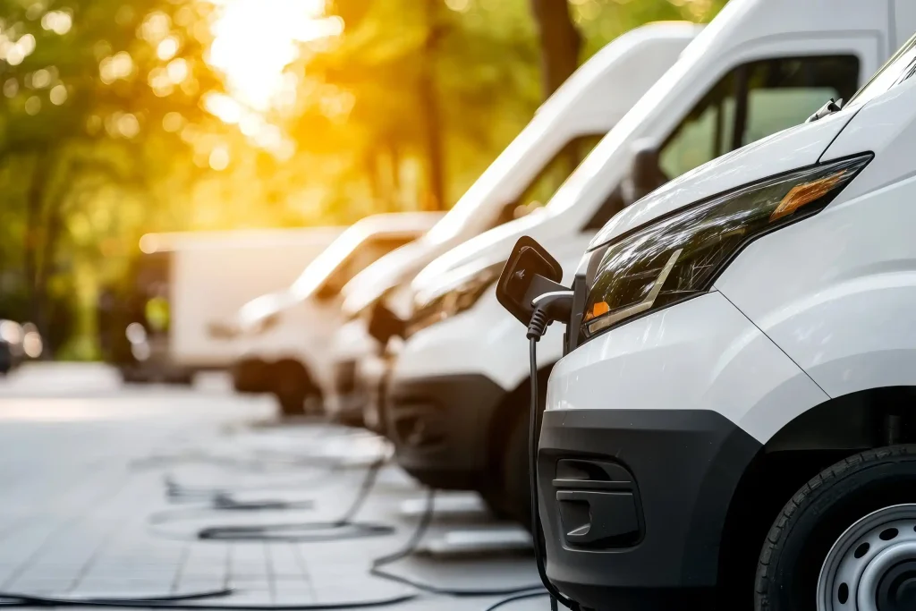 flotte de véhicules électriques qui se rechargent